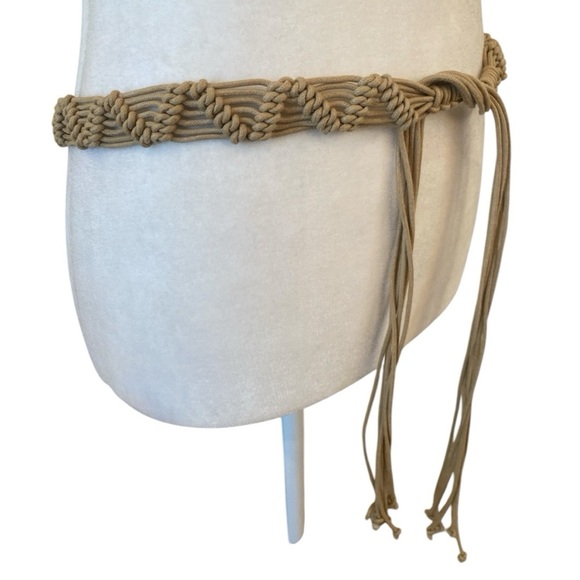 Vintage 1970s Boho Macrame Woven Brown Belt - Picture 3 of 4